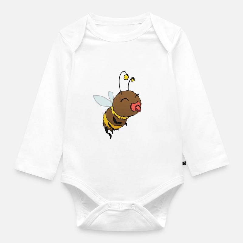 Mignonne sucette bourdon - Body Bébé bio manches longues - blanc