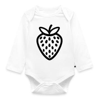 Erdbeere - Baby Bio-Langarm-Body - Weiß - Vorne