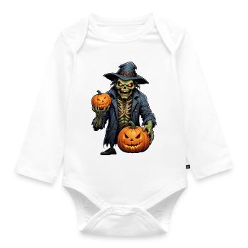 Halloween - Zombie Horror Horror with Pumpkin - Organic Longsleeve Baby Bodysuit - white - Front
