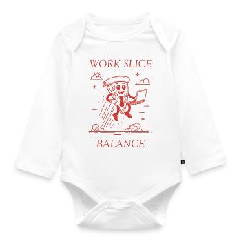 Travail Tranche Balance Pizza rouge - Body Bébé bio manches longues - blanc - Devant