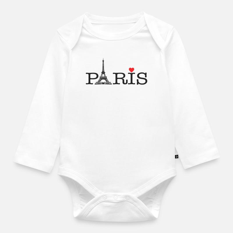 Paris Amour - Body Bébé bio manches longues - blanc
