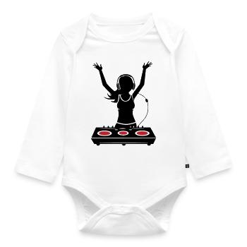 DJ Turntables Festival Frau - Baby Bio-Langarm-Body - Weiß - Vorne