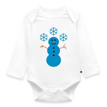 Schneemann - Baby Bio-Langarm-Body - Weiß - Vorne