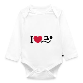Schwimmer schwimmen Wasser Geschenk - Baby Bio-Langarm-Body - Weiß - Vorne