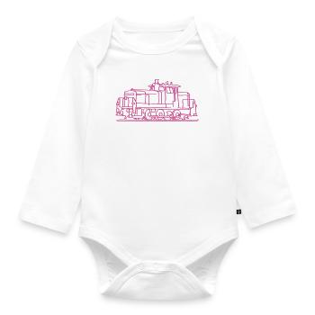 Diesel locomotive - Organic Longsleeve Baby Bodysuit - white - Front