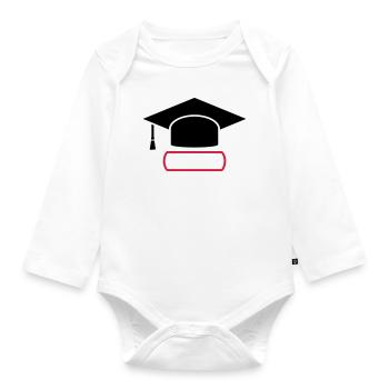 Doktorhut Geschenk zur Promotion/Dissertation - Baby Bio-Langarm-Body - Weiß - Vorne