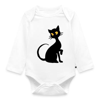 Chat - Baby Bio-Langarm-Body - Weiß - Vorne