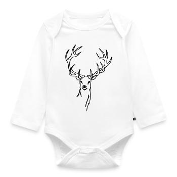 Hirsche - Baby Bio-Langarm-Body - Weiß - Vorne