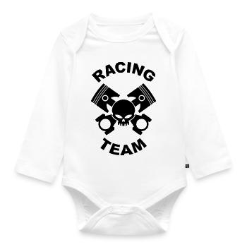 pistons and rods racing team - Organic Longsleeve Baby Bodysuit - white - Front