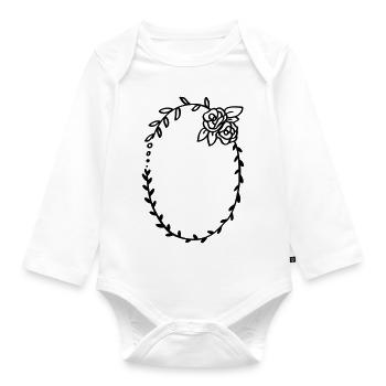 Black wreath with rose gift - Organic Longsleeve Baby Bodysuit - white - Front