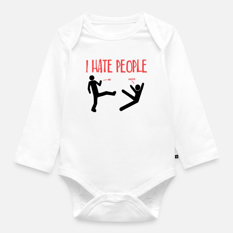 Ich hasse Menschen - Baby Bio-Langarm-Body - Weiß
