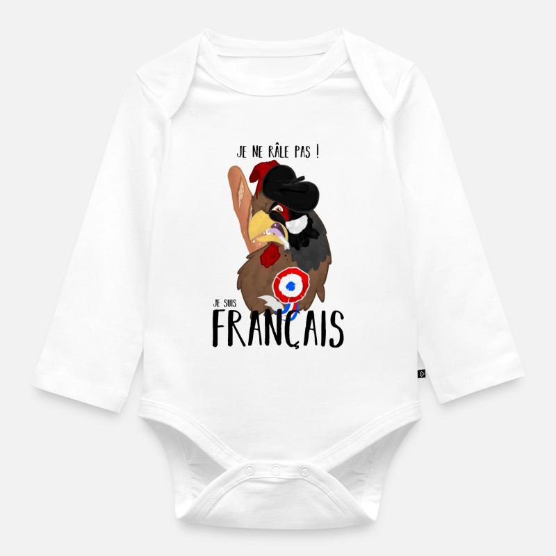 je suis français - Body Bébé bio manches longues - blanc