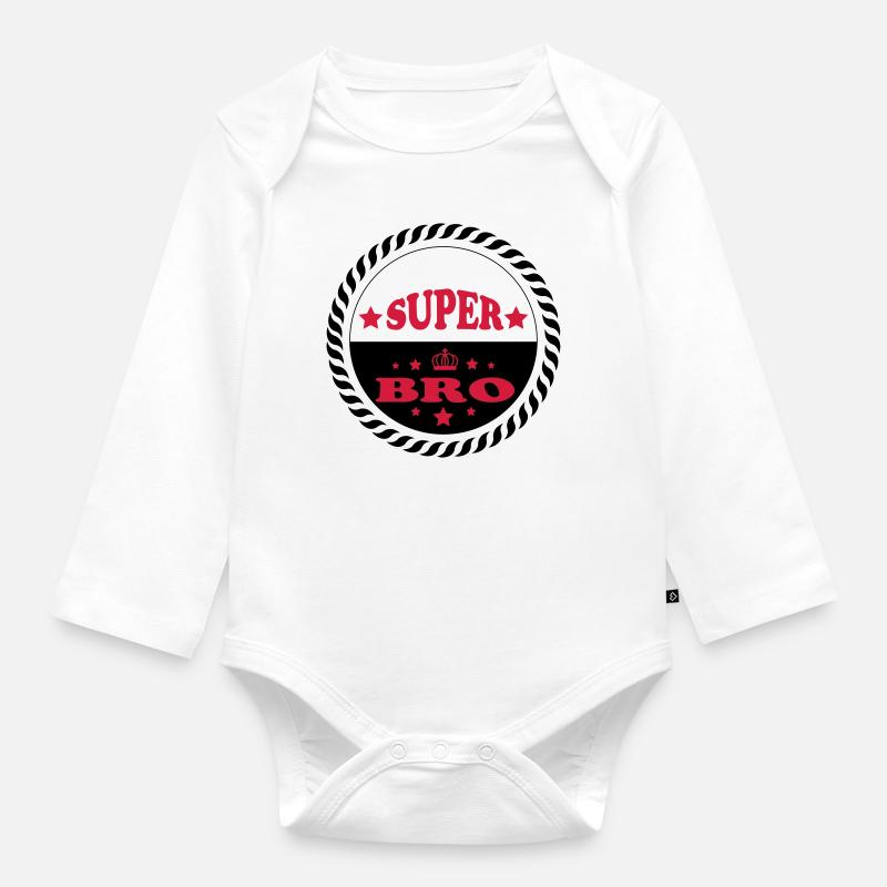 Super bro 111 - Organic Longsleeve Baby Bodysuit - white