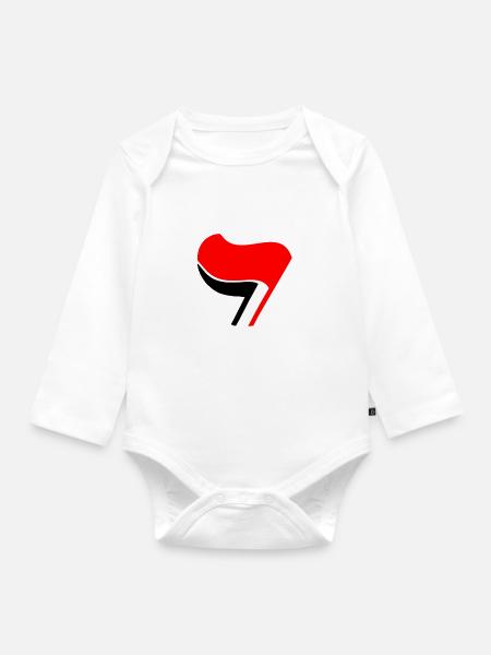 antifa kinderwagen flagge - Baby Bio-Langarm-Body - Weiß