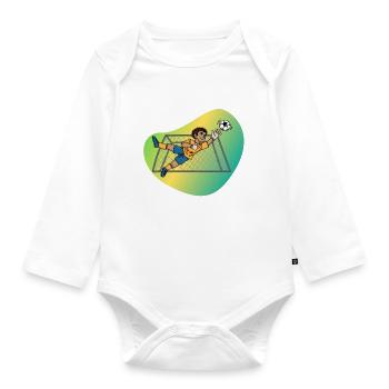 Torwart Shirt - Afro-Deutsch Empowerment - Baby Bio-Langarm-Body - Weiß - Vorne