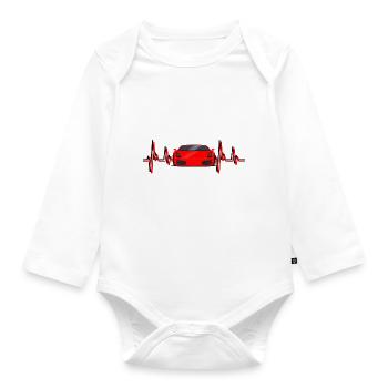 EKG Herzschlag - Auto / Sportwagen - Baby Bio-Langarm-Body - Weiß - Vorne