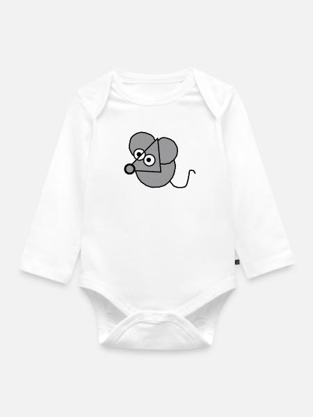 Maus - Baby Bio-Langarm-Body - Weiß
