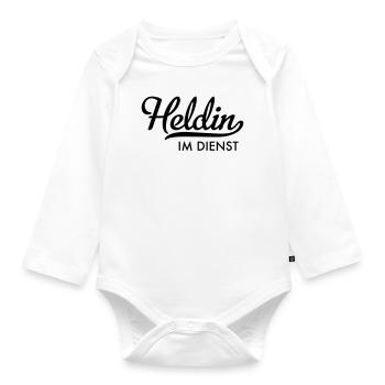 Heldin im Dienst - Baby Bio-Langarm-Body - Weiß - Vorne