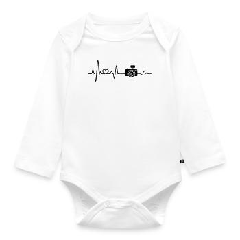Photographe de prendre des photos d'amour de la photographie de battement de coeur - Body Bébé bio manches longues - blanc - Devant
