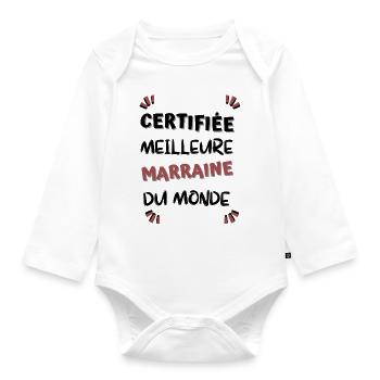 Certifiée meilleure marraine du monde ! marraine - Body Bébé bio manches longues - blanc - Devant