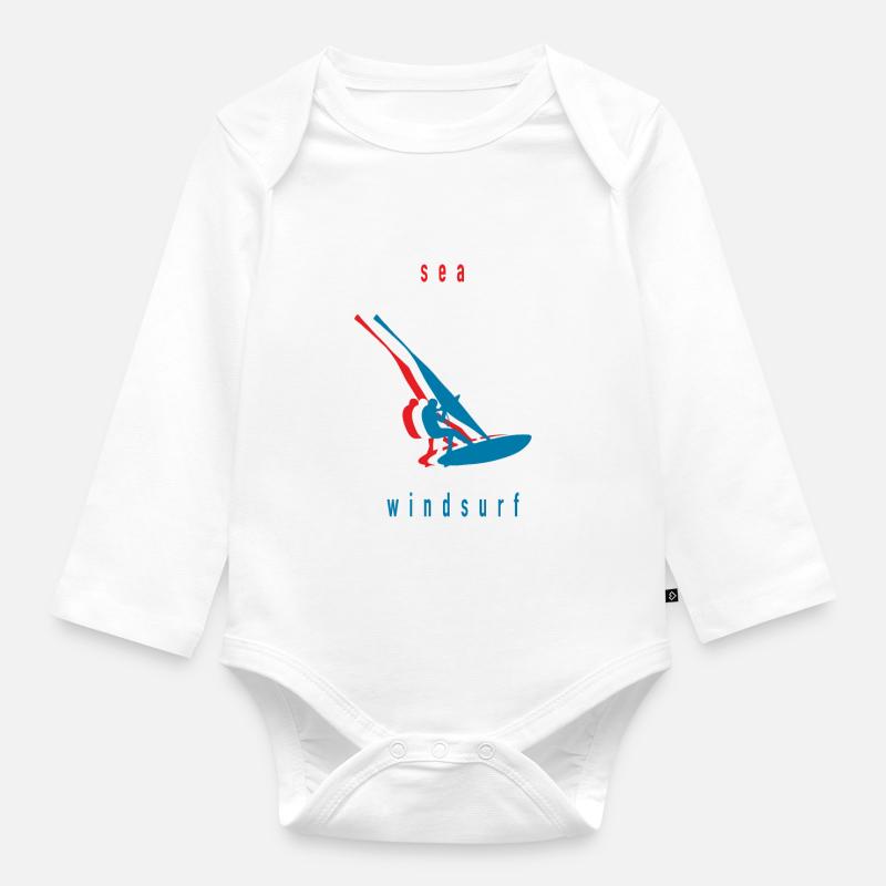 Planche à voile - Body Bébé bio manches longues - blanc