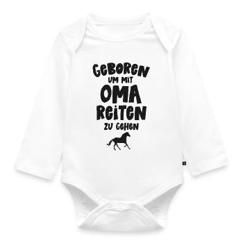 Geboren mit Oma reiten Reiterin Baby Pferde Reiten - Baby Bio-Langarm-Body - Weiß - Vorne