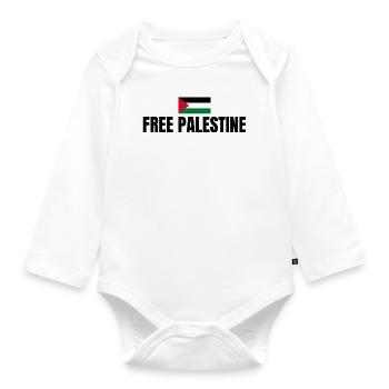 Free Palestine avec drapeau - Body Bébé bio manches longues - blanc - Devant