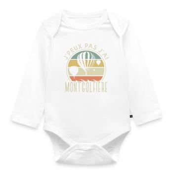 J'peux pas j'ai montgolfière cadeau sport pilote - Body Bébé bio manches longues - blanc - Devant