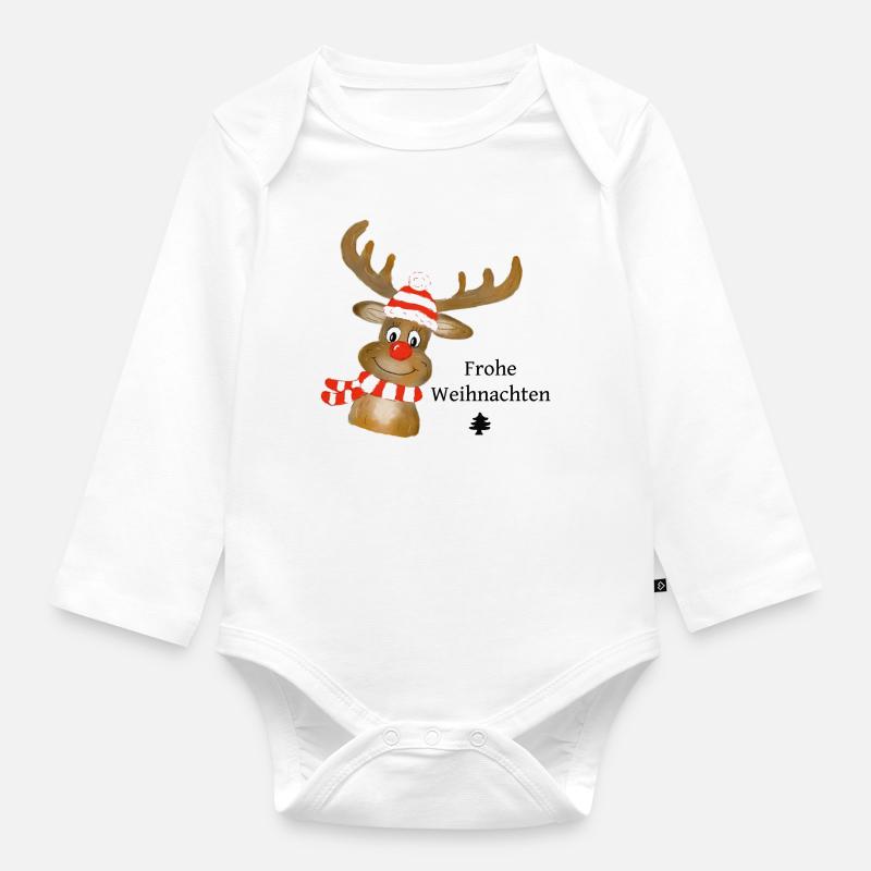 Weihnachts-Rentier - Baby Bio-Langarm-Body - Weiß