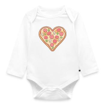Pizza Heart - Organic Longsleeve Baby Bodysuit - white - Front