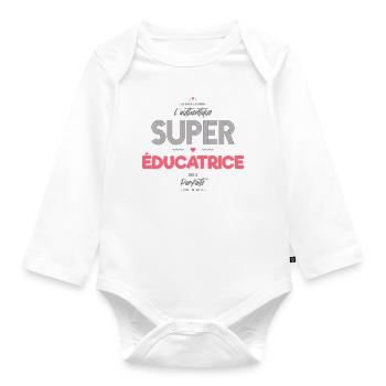 L authentique super éducatrice - Body Bébé bio manches longues - blanc - Devant