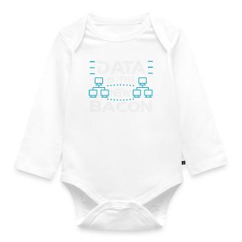 DBA: Data is the new bacon - Organic Longsleeve Baby Bodysuit - white - Front