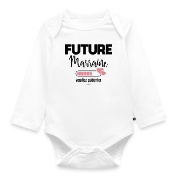 Future marraine veuillez patienter - Body Bébé bio manches longues - blanc - Devant