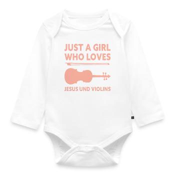 Just A Girl Who Loves Jesus And Violins - Baby Bio-Langarm-Body - Weiß - Vorne