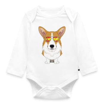 Welsh Corgi I Spain Sunglasses I Spanish Flag - Baby Bio-Langarm-Body - Weiß - Vorne