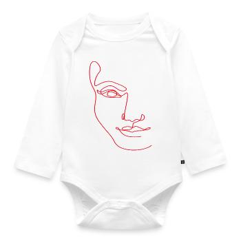 Line Art Female Silhouette Female Faces - Organic Longsleeve Baby Bodysuit - white - Front