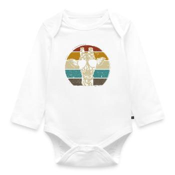 Giraffe retro vintag Zoo Afrika Safari - Baby Bio-Langarm-Body - Weiß - Vorne