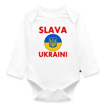 Ukraine - Baby Bio-Langarm-Body - Weiß - Vorne