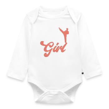 Muay Thai Fille Boxe Thaïlandaise - Body Bébé bio manches longues - blanc - Devant
