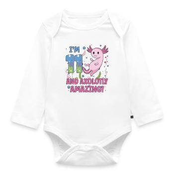 I'm 11 süßes Axolotl 11. Geburtstags Geschenk - Baby Bio-Langarm-Body - Weiß - Vorne