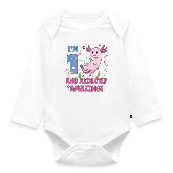 I'm 1 sweet axolotl 1st birthday gift - Organic Longsleeve Baby Bodysuit - white - Front