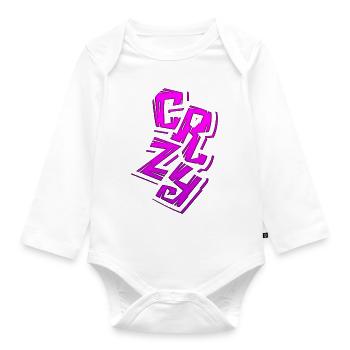 crazy face face happy cartoon happy face cartoon - Organic Longsleeve Baby Bodysuit - white - Front