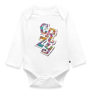 crazy face face happy cartoon happy face cartoon - Organic Longsleeve Baby Bodysuit - white - Front