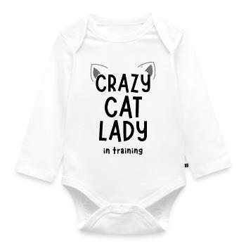 Crazy cat lady in training | Funny woman tee-shirt - Body Bébé bio manches longues - blanc - Devant