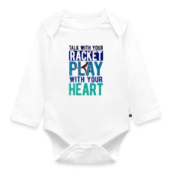 Tennisplatz Spruch Für Tennis - Baby Bio-Langarm-Body - Weiß - Vorne