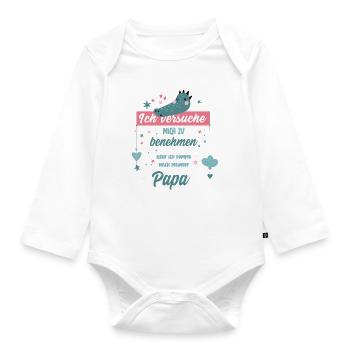 Geschenk zur Geburt Papa Vater werden lustig - Baby Bio-Langarm-Body - Weiß - Vorne