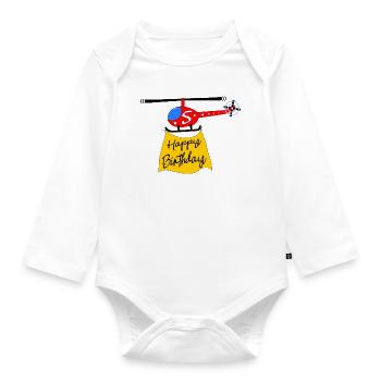 Hubschrauber Happy Birthday 5 - Baby Bio-Langarm-Body - Weiß - Vorne