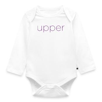 Upper Class upgrade - Purple - Organic Longsleeve Baby Bodysuit - white - Front