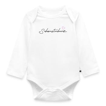 Schwesterherz in black - Baby Bio-Langarm-Body - Weiß - Vorne