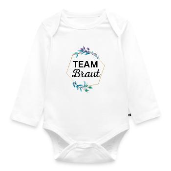 Team Braut JGA - Baby Bio-Langarm-Body - Weiß - Vorne